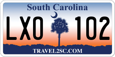 SC license plate LXO102