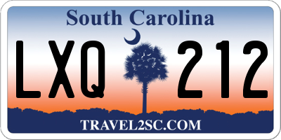 SC license plate LXQ212
