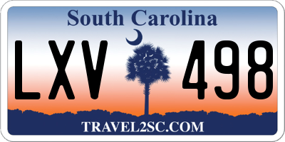 SC license plate LXV498