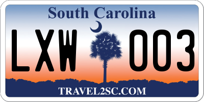 SC license plate LXW003