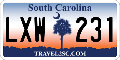 SC license plate LXW231