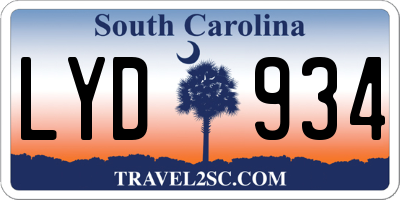 SC license plate LYD934