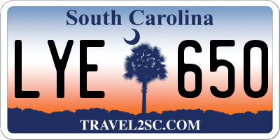SC license plate LYE650