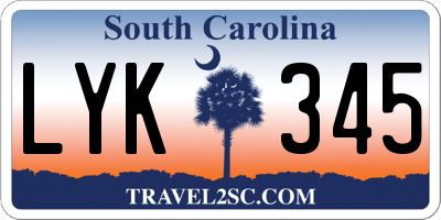 SC license plate LYK345