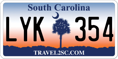 SC license plate LYK354