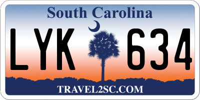 SC license plate LYK634
