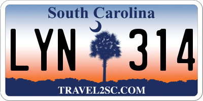 SC license plate LYN314