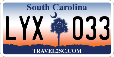 SC license plate LYX033