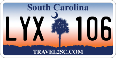 SC license plate LYX106