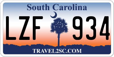 SC license plate LZF934