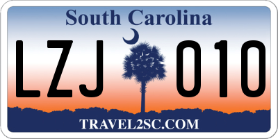 SC license plate LZJ010