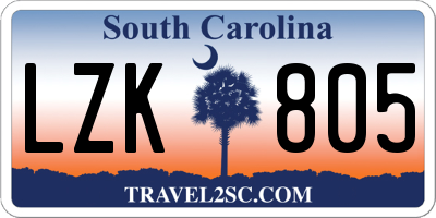 SC license plate LZK805