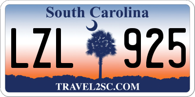 SC license plate LZL925