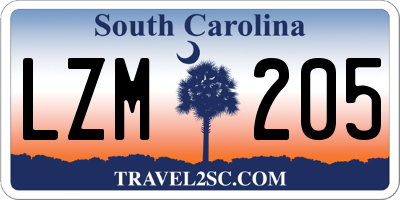 SC license plate LZM205