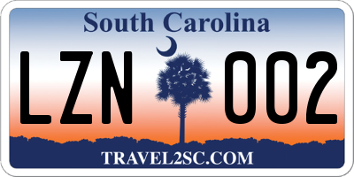 SC license plate LZN002