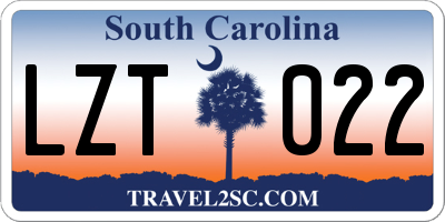 SC license plate LZT022