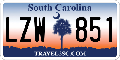 SC license plate LZW851