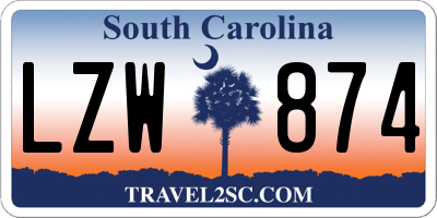SC license plate LZW874