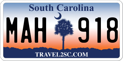 SC license plate MAH918