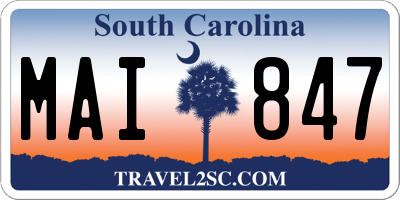 SC license plate MAI847