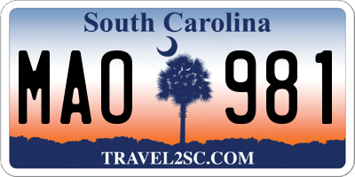 SC license plate MAO981