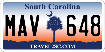 SC license plate MAV648