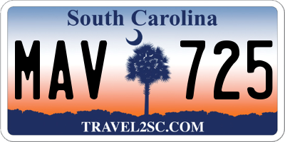 SC license plate MAV725
