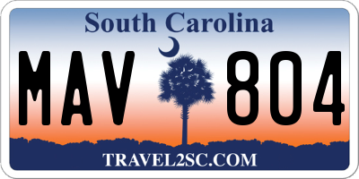 SC license plate MAV804