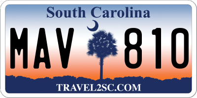 SC license plate MAV810
