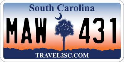 SC license plate MAW431