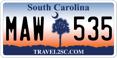 SC license plate MAW535