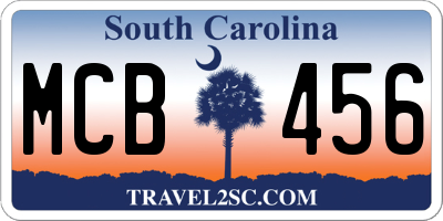 SC license plate MCB456