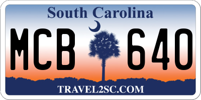 SC license plate MCB640