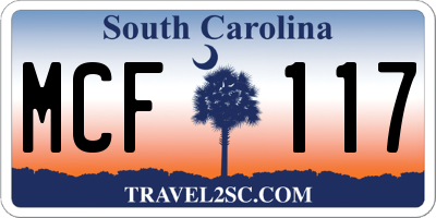 SC license plate MCF117