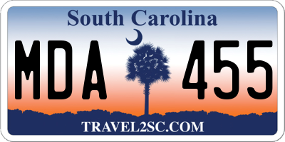 SC license plate MDA455