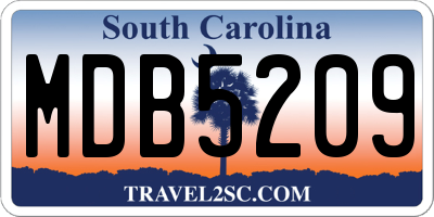 SC license plate MDB5209