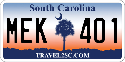 SC license plate MEK401