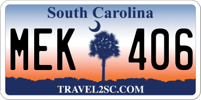 SC license plate MEK406
