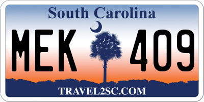 SC license plate MEK409