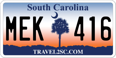 SC license plate MEK416