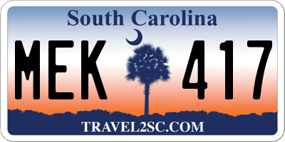 SC license plate MEK417