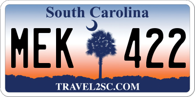 SC license plate MEK422