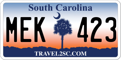 SC license plate MEK423