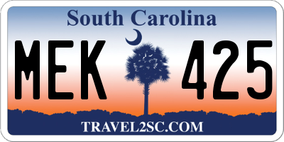SC license plate MEK425