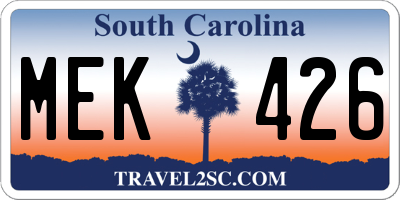 SC license plate MEK426