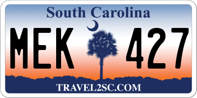 SC license plate MEK427