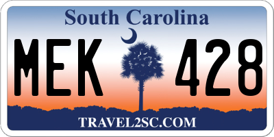 SC license plate MEK428