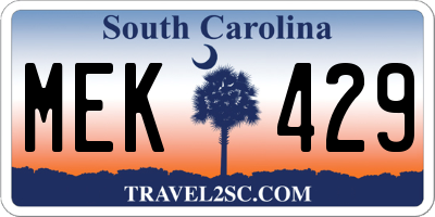 SC license plate MEK429
