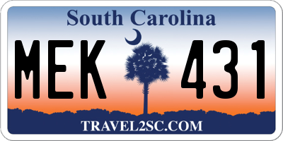 SC license plate MEK431
