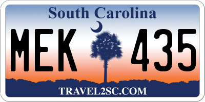 SC license plate MEK435